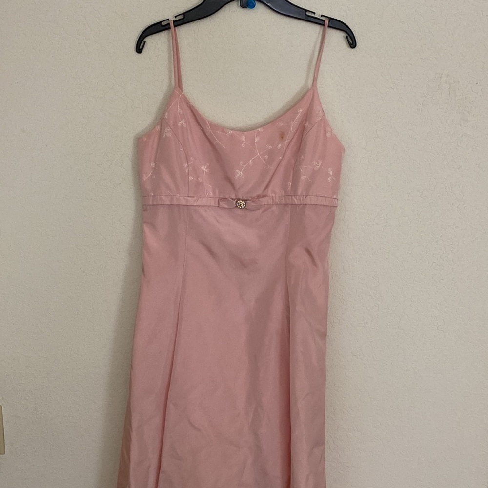 🇺🇸 Jessica McClintock pink Gunne Sax dress spaghetti strap maxi prom dress